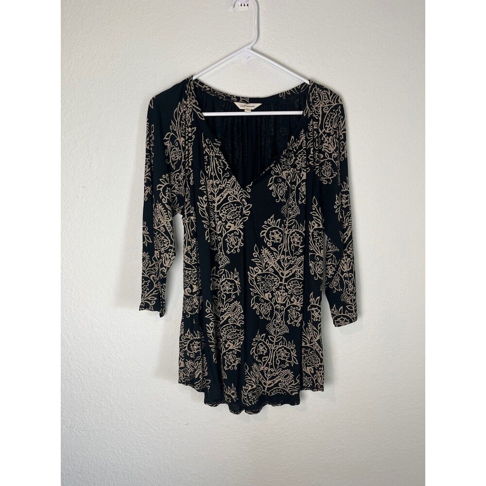 Lucky Brand Black Tunic with Cream Floral Print
